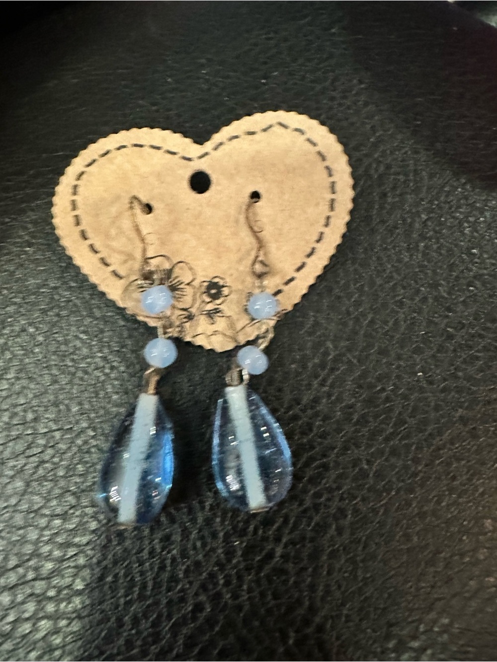 Light Blue Glass Teardrop Dangle Earrings - Women Jewelry